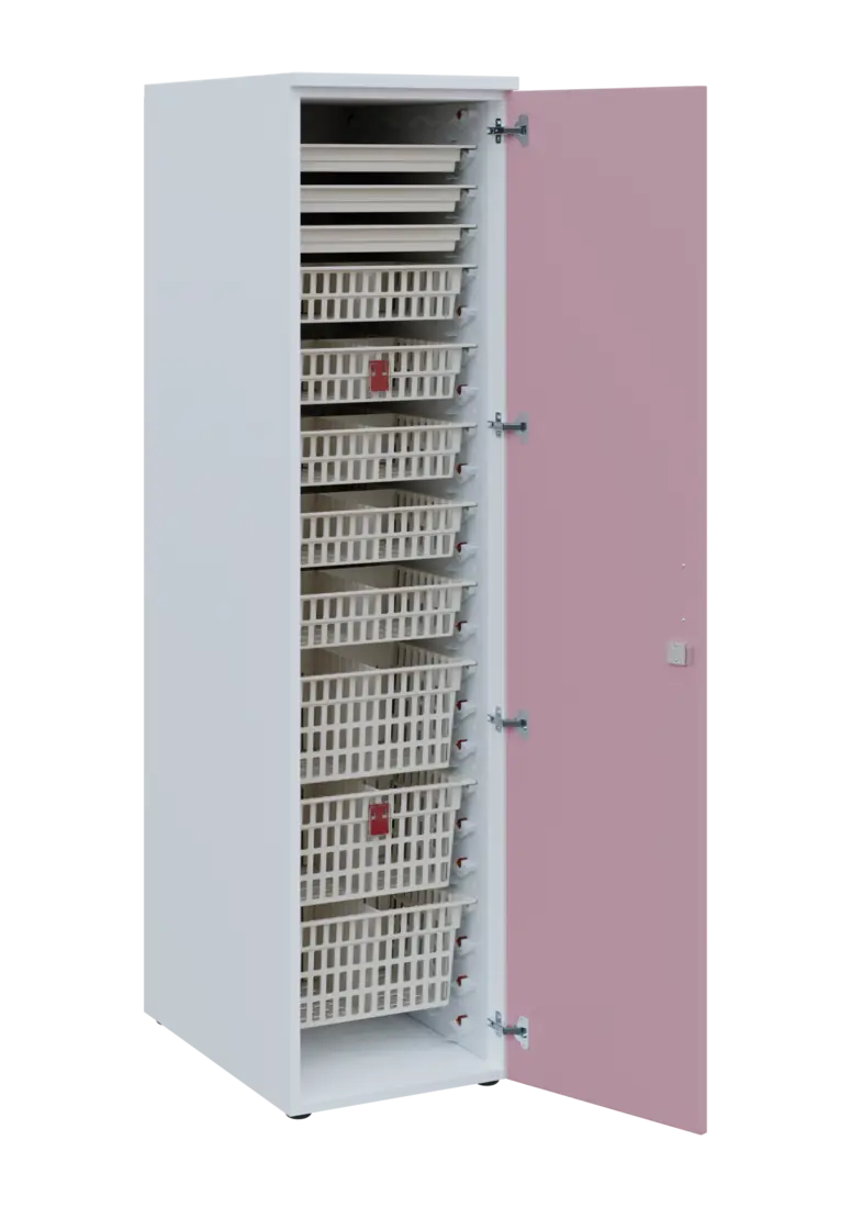 EUROMEDICA D - 46 ABS skříň léková boxová, 1-dveřová, pravá, 1950x460x735, korpus bílý, dvířka paste